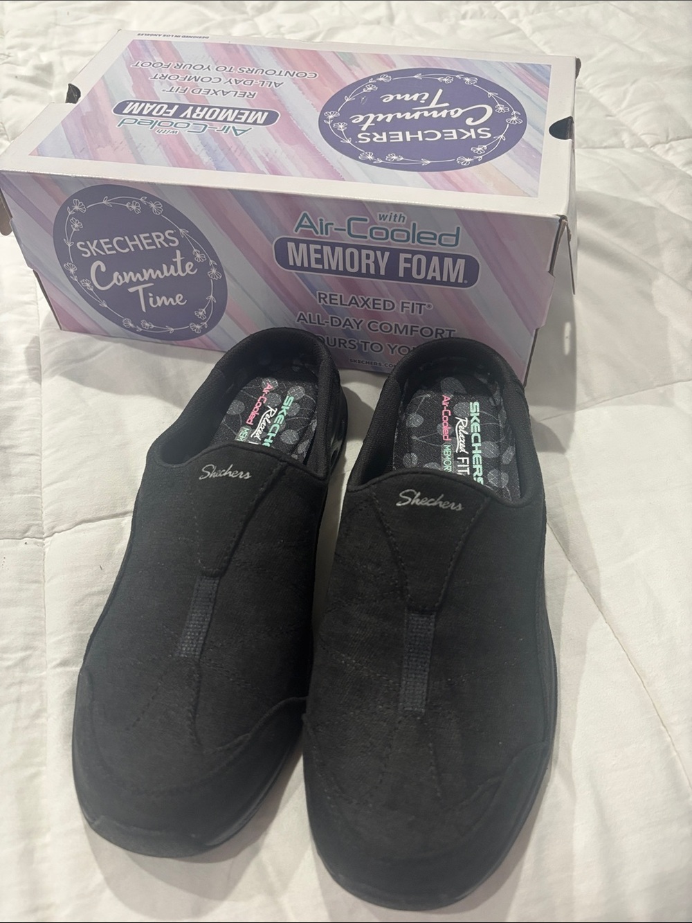 Skechers Black Slip-On Memory Foam Casual Loafers